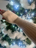 Ribbed Fingerless Long Gloves