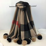 Checked Pom Scarf